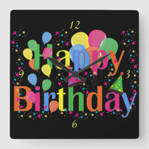 Personalise Name Birthday Party Celebration Art Square Wall Clock