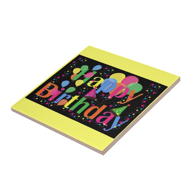 Personalise Name Birthday Party Celebration Art Tile (Side)
