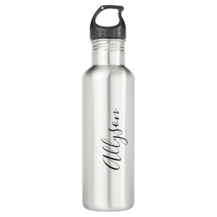 Personalise Name, Black Script Text, Vertical 710 Ml Water Bottle
