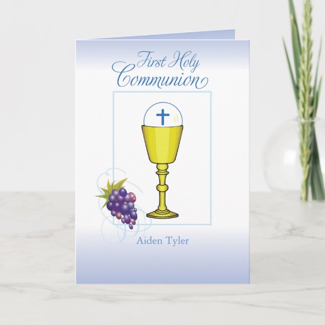 Personalise Name Boy First Communion Chalice, Host Card (Front)