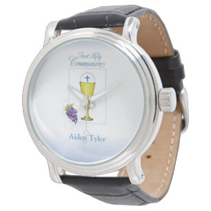 Personalise Name Boy First Communion Chalice, Host Watch
