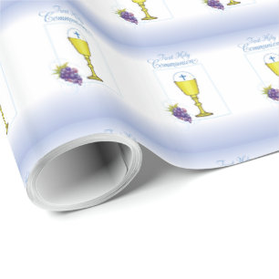 Personalise Name Boy First Communion Chalice, Host Wrapping Paper