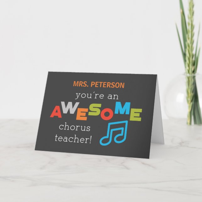 Personalise Name Chorus Teacher Appreciation Day Card (Front)