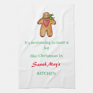 Personalise Name Christmas Kitchen Tea Towel