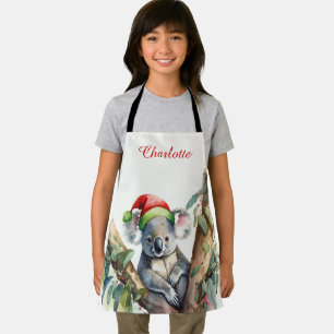 Personalise Name Christmas Koala in gumtree Apron