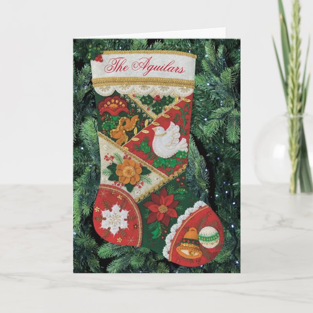 Personalise Name Christmas Stocking & Holiday Card (Front)