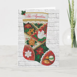 Personalise Name Christmas Stocking on Brick Card
