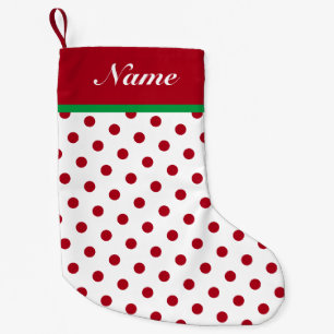 Personalise Name Christmas Stocking Red Polka Dots