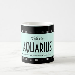 Personalise Name-Colour AQUARIUS Birthday Zodiac Coffee Mug