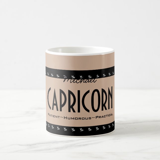 Personalise Name-Colour CAPRICORN Birthday Zodiac Coffee Mug (Center)