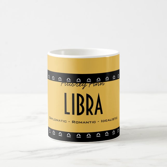 Personalise Name-Colour LIBRA Birthday Zodiac Coffee Mug (Center)