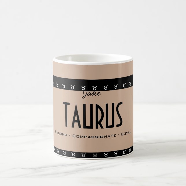 Personalise Name-Colour TAURUS Birthday Zodiac Coffee Mug (Center)