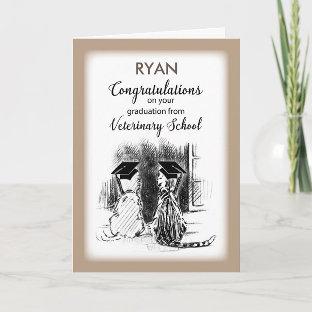 Personalise Name Congratulations on Veterinary  Gr Card (Front)