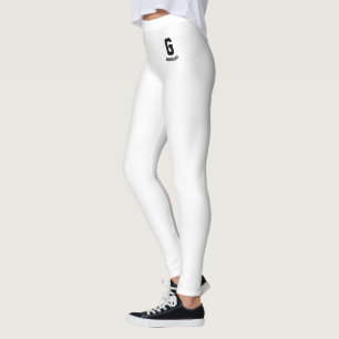 Personalise Name Cute Classic White Black Monogram Leggings