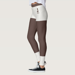 Personalise Name Cute Neutral Coffee Bean Monogram Leggings