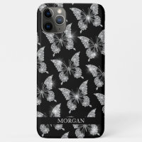 Personalise Name, Diamond Butterfly Pattern, Black