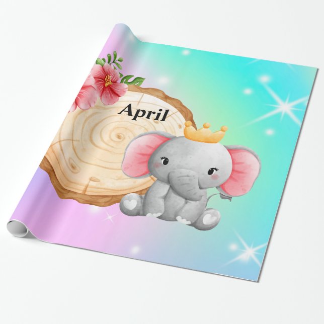 Personalise Name Elephant poster! Wrapping Paper (Unrolled)