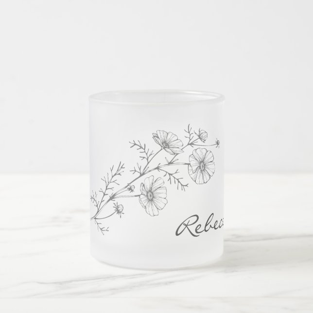 Personalise Name Floral Frosted Mug (Center)