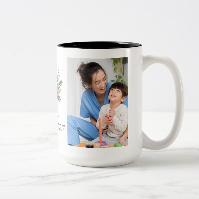 Personalise Name Florals Granma Gift Black Combo Two-Tone Coffee Mug (Right)