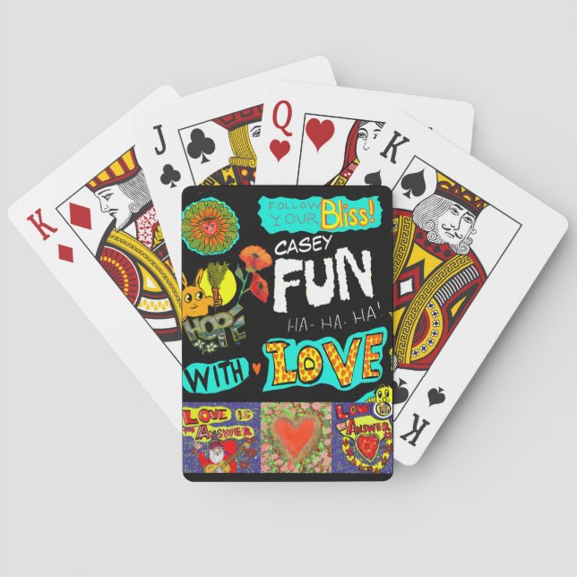 Personalise NAME  Fun Trendy Cartoon Collage Playing Cards (Back)