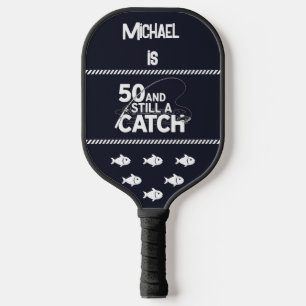 Personalise Name Funny Fishing 50th Birthday Gift Pickleball Paddle