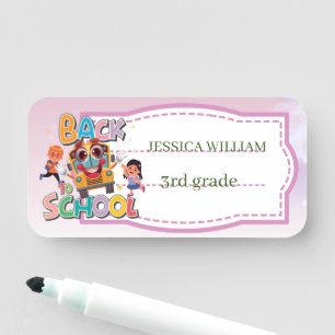 Personalise Name Funny School Bus Back To School   Tag