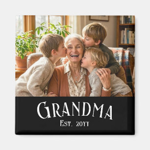 Personalise Name Grandma Est Year Photo Gift Magnet