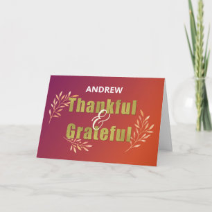 Personalise Name Grateful & Thankful at Thanksging Card