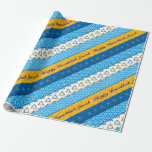 Personalise Name Happy Hanukkah Blue Gold Stars Wrapping Paper<br><div class="desc">Personalise Name Happy Hanukkah Blue Gold Stars Wrapping Paper</div>