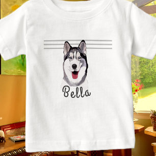 Personalise Name Husky Multimedia Baby T-Shirt
