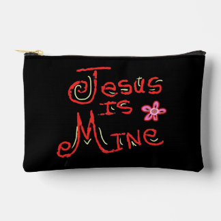 Personalise Name Jesus is Mine Christian Quote Accessory Pouch