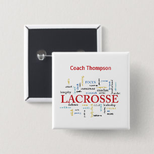 Personalise Name Lacrosse Coach Thanks Words 15 Cm Square Badge