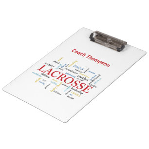 Personalise Name Lacrosse Coach Thanks Words Clipboard