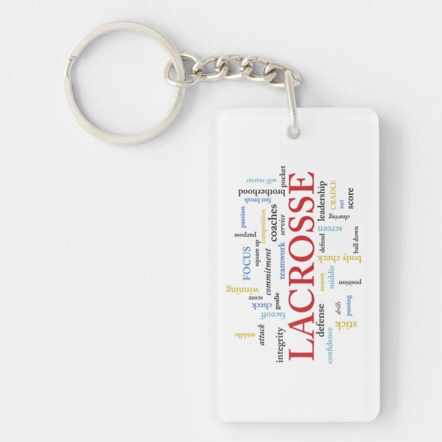 Personalise Name Lacrosse Coach Thanks Words Key Ring (Front)