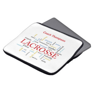 Personalise Name Lacrosse Coach Thanks Words Laptop Sleeve