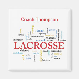 Personalise Name Lacrosse Coach Thanks Words Magnet