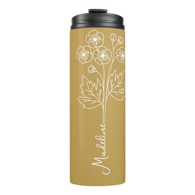 Personalise Name, May Birth Flower  Thermal Tumbler (Front)