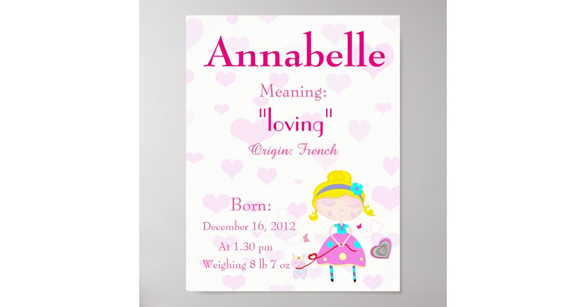 Personalise Name meaning keepsake nursery room Poster Zazzle