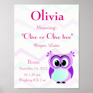 Personalise Name meaning keepsake nursery room Poster
