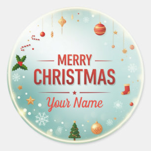 Personalise "Name" Mery Christmas Classic Round Sticker