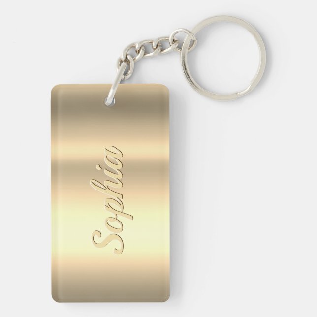 Personalise Name & Message, Gold Keychain (Back)