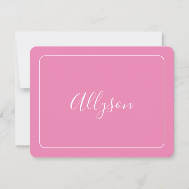 Personalise Name & Message, Pink Holiday Card (Front)