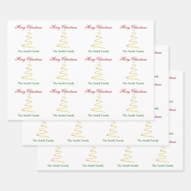 Personalise Name Modern Christmas Tree Paper (Set)