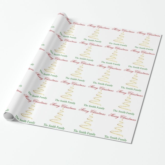 Personalise Name Modern Christmas Tree Paper (Unrolled)
