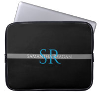 Personalise Name & Monogram Blue/White Grey Stripe