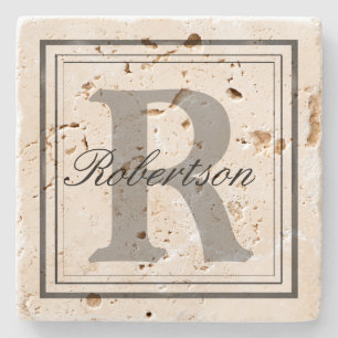 Personalise Name Monogram Initials Stone Coaster