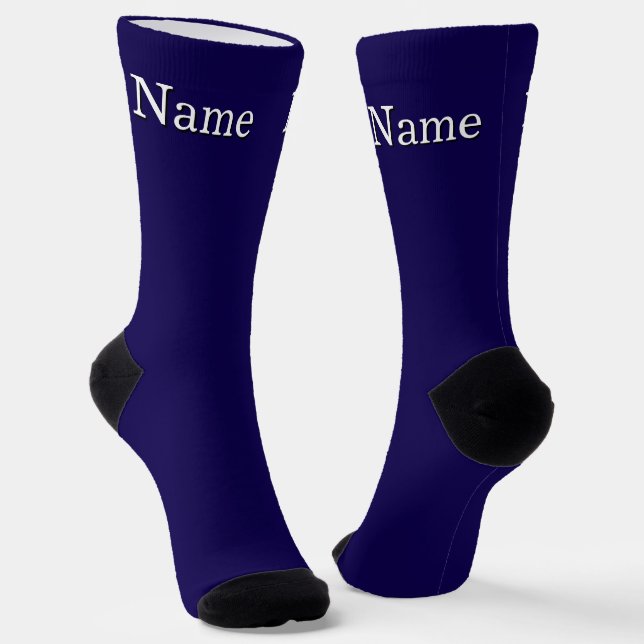 Personalise Name Navy Blue  Socks (Angled)