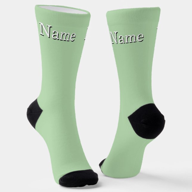 Personalise Name Pale Green Socks (Angled)