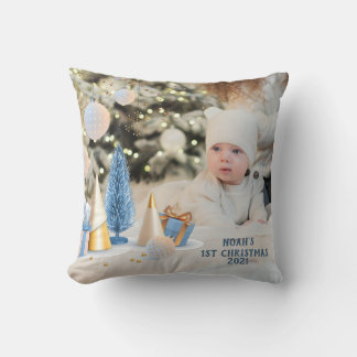 Personalise Name & Photo Baby's 1st Christmas Cushion