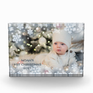 Personalise Name & Photo Baby's First Christmas 8  Block